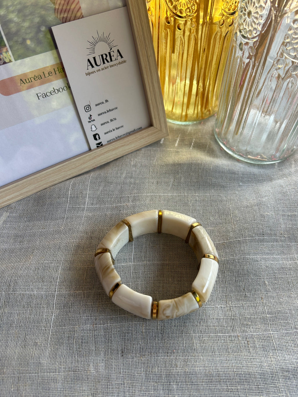 bracelet pierre beige