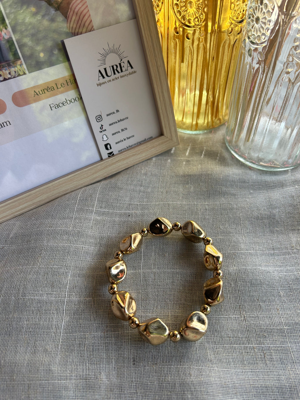 bracelet pierre dorées