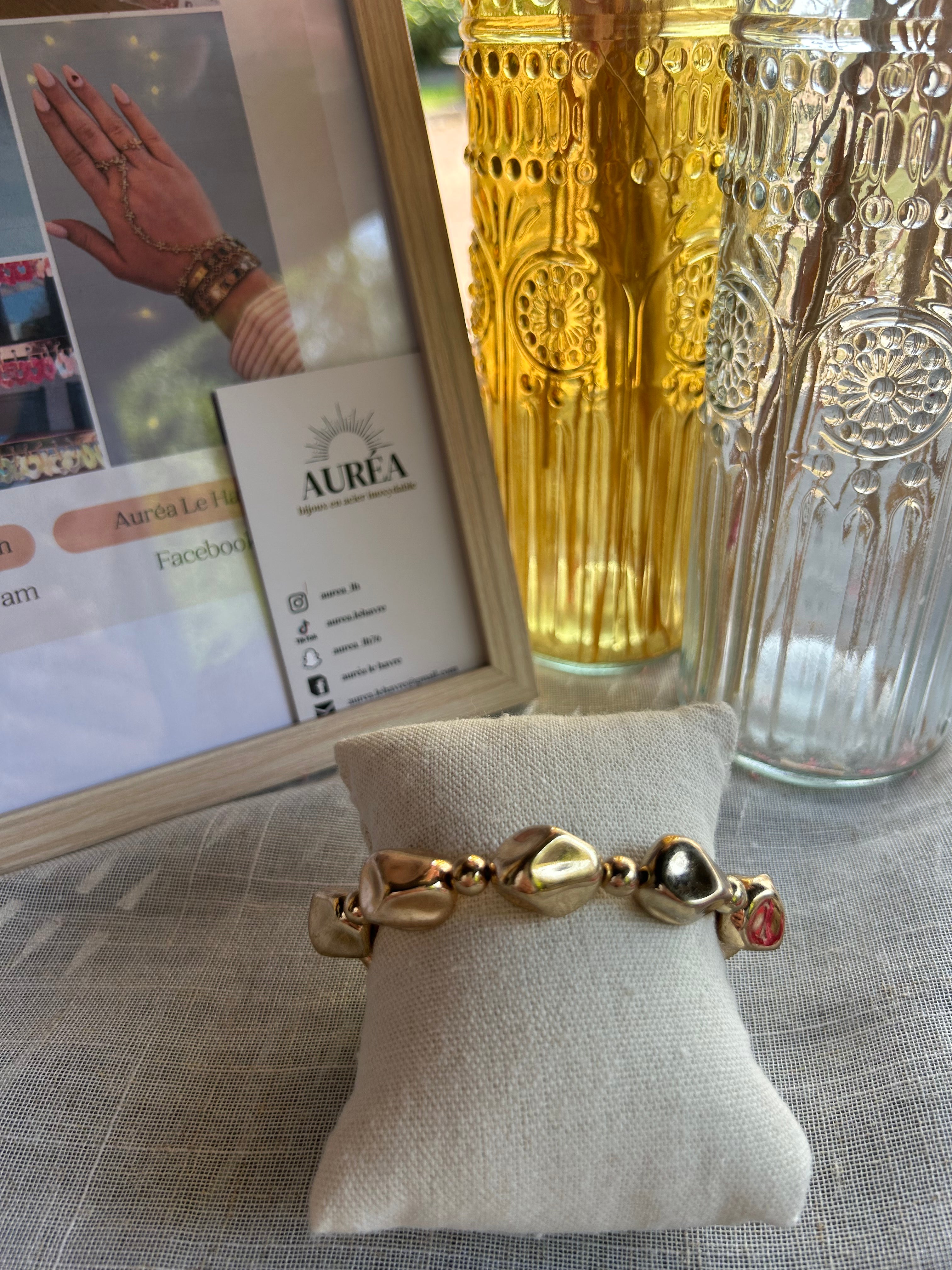 bracelet pierre dorées