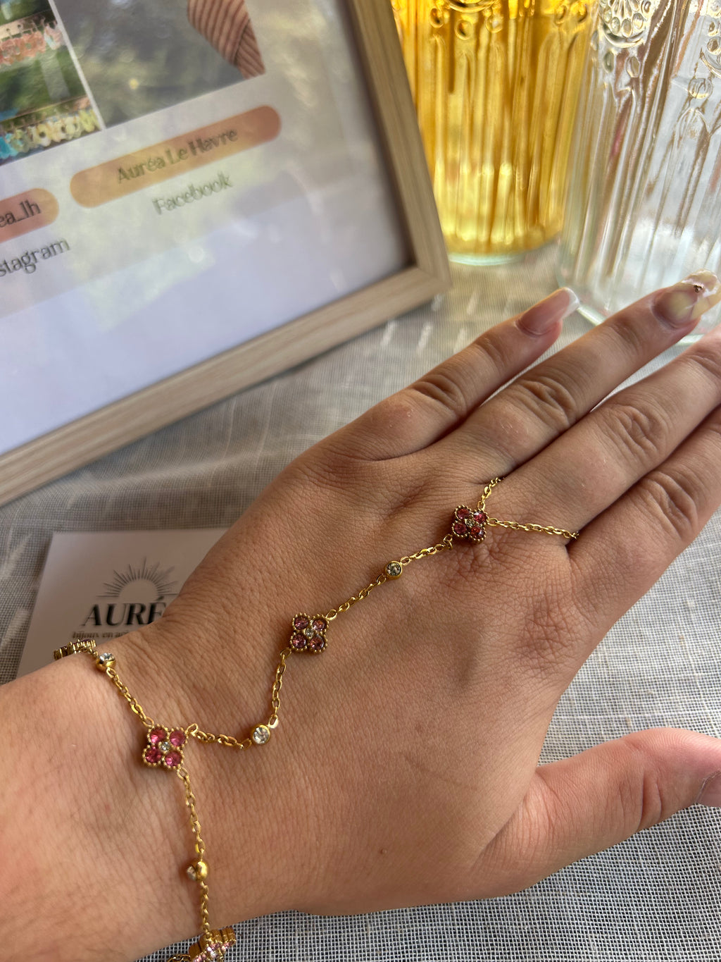 chaine de main alma rose
