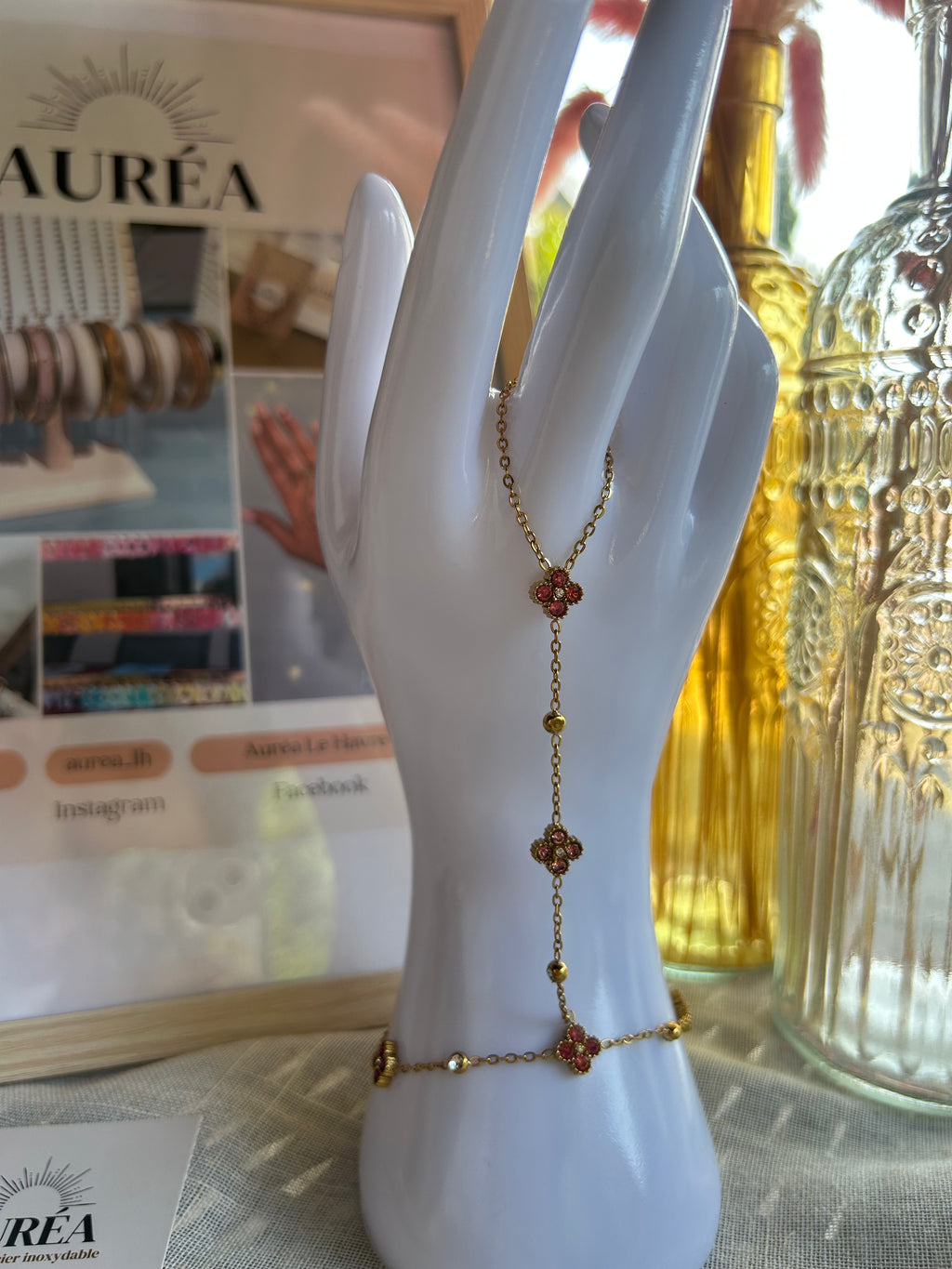 chaine de main alma rose